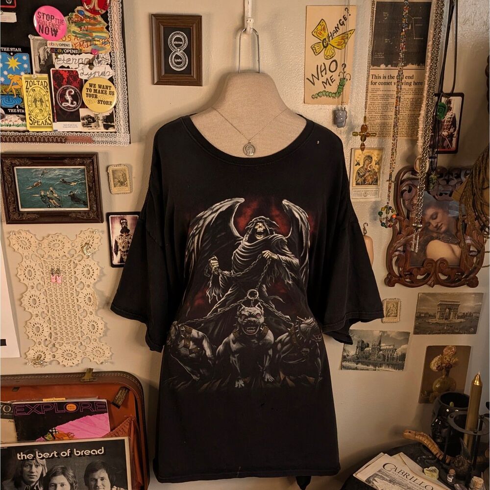 Vintage Grim Reaper Graphic T-Shirt Men's 2XL/3XL Black